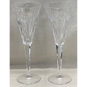 2 Waterford Crystal Millennium Love Hearts Toasting Champagne Flutes  9 1/4"